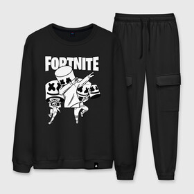 Мужской костюм хлопок с принтом FORTNITE x MARSHMELLO в городе Новоалтайск, 100% хлопок | на свитшоте круглая горловина, мягкая резинка по низу. Брюки заужены к низу, на них два вида карманов: два “обычных” по бокам и два объемных, с клапанами, расположенные ниже линии бедра. Брюки с мягкой трикотажной резинкой на поясе и по низу штанин. В поясе для дополнительного комфорта — широкие завязки | deadmau5 | fortnite | fortnite 2 | fortnite x маршмелло | ikonik | marshmello | ninja | ninja streamer | raven | travis scott | ворон | иконик | ниндзя | пили | рейвен | трэвис скотт | фортнайт