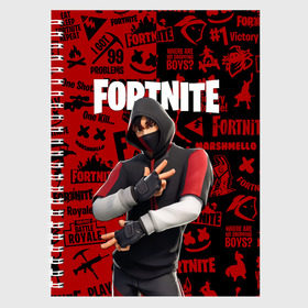 Тетрадь с принтом FORTNITE x IKONIK в городе Новоалтайск, 100% бумага | 48 листов, плотность листов — 60 г/м2, плотность картонной обложки — 250 г/м2. Листы скреплены сбоку удобной пружинной спиралью. Уголки страниц и обложки скругленные. Цвет линий — светло-серый
 | deadmau5 | fortnite | fortnite 2 | fortnite x маршмелло | ikonik | marshmello | ninja | ninja streamer | raven | travis scott | ворон | иконик | ниндзя | пили | рейвен | трэвис скотт | фортнайт