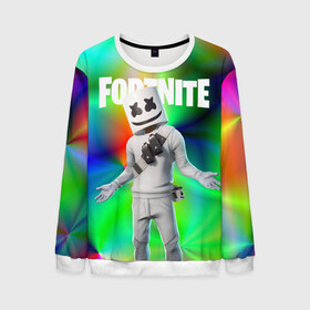 Мужской свитшот 3D с принтом FORTNITE x MARSHMELLO | ФОРТНАЙТ в городе Новоалтайск, 100% полиэстер с мягким внутренним слоем | круглый вырез горловины, мягкая резинка на манжетах и поясе, свободная посадка по фигуре | Тематика изображения на принте: deadmau5 | fortnite | fortnite 2 | fortnite x маршмелло | ikonik | marshmello | ninja | ninja streamer | raven | travis scott | ворон | иконик | ниндзя | пили | рейвен | трэвис скотт | фортнайт