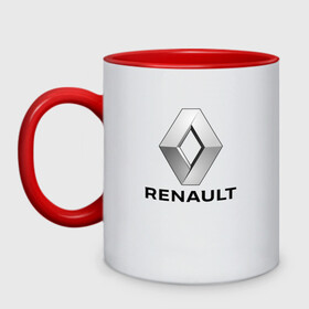Кружка двухцветная с принтом RENAULT. в городе Новоалтайск, керамика | объем — 330 мл, диаметр — 80 мм. Цветная ручка и кайма сверху, в некоторых цветах — вся внутренняя часть | abstract | auto | brand | car | geometry | renault | sport | texture | абстракция | авто | автомобильные | бренд | геометрия | классика | машины | модные | ренаулт | спорт | стиль | текстура