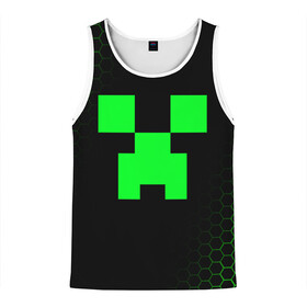 Мужская майка 3D с принтом MINECRAFT CREEPER в городе Новоалтайск, 100% полиэстер | круглая горловина, приталенный силуэт, длина до линии бедра. Пройма и горловина окантованы тонкой бейкой | Тематика изображения на принте: block | creeper | cube | minecraft | pixel | блок | геометрия | крафт | крипер | кубики | майнкрафт | пиксели