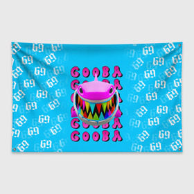Флаг-баннер с принтом 6IX9INE- GOOBA в городе Новоалтайск, 100% полиэстер | размер 67 х 109 см, плотность ткани — 95 г/м2; по краям флага есть четыре люверса для крепления | 6ix9ine | 6ix9ine  gooba | gooba | акула | сикснайн | сиксти найн | сиксти найн репер | такаши | текаши | текаши сикснайн