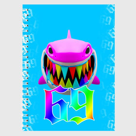 Тетрадь с принтом 6IX9INE в городе Новоалтайск, 100% бумага | 48 листов, плотность листов — 60 г/м2, плотность картонной обложки — 250 г/м2. Листы скреплены сбоку удобной пружинной спиралью. Уголки страниц и обложки скругленные. Цвет линий — светло-серый
 | 6ix9ine | 6ix9ine  gooba | gooba | акула | сикснайн | сиксти найн | сиксти найн репер | такаши | текаши | текаши сикснайн