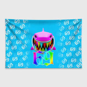 Флаг-баннер с принтом 6IX9INE в городе Новоалтайск, 100% полиэстер | размер 67 х 109 см, плотность ткани — 95 г/м2; по краям флага есть четыре люверса для крепления | 6ix9ine | 6ix9ine  gooba | gooba | акула | сикснайн | сиксти найн | сиксти найн репер | такаши | текаши | текаши сикснайн