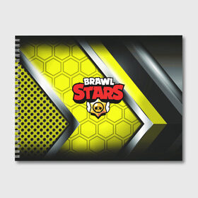 Альбом для рисования с принтом фан мерч Brawl Stars в городе Новоалтайск, 100% бумага
 | матовая бумага, плотность 200 мг. | brawl | logo | moba | stars | желтый | звезда | игра | команды | лого | мерч | моба | надпись | полосы | текст | череп