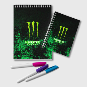Блокнот с принтом MONSTER ENERGY в городе Новоалтайск, 100% бумага | 48 листов, плотность листов — 60 г/м2, плотность картонной обложки — 250 г/м2. Листы скреплены удобной пружинной спиралью. Цвет линий — светло-серый
 | Тематика изображения на принте: amg | auto | bmw | honda | jdm | mercedes | nissan | porsche | racing | sport | subar | toyota | автомобил | автомобильные | киа | лексус | марка | машины | митсубиси | ниссан | порше | спорт | субару | тесла | тойота | хонда