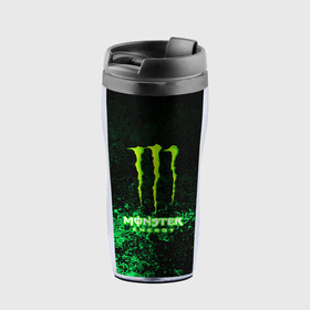 Термокружка-непроливайка с принтом MONSTER ENERGY в городе Новоалтайск, внутренняя часть — пищевой пластик, наружная часть — прозрачный пластик, между ними — полиграфическая вставка с рисунком | объем — 350 мл, герметичная крышка | Тематика изображения на принте: amg | auto | bmw | honda | jdm | mercedes | nissan | porsche | racing | sport | subar | toyota | автомобил | автомобильные | киа | лексус | марка | машины | митсубиси | ниссан | порше | спорт | субару | тесла | тойота | хонда