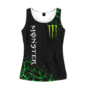 Женская майка 3D с принтом MONSTER ENERGY в городе Новоалтайск, 100% полиэстер | круглая горловина, прямой силуэт, длина до линии бедра | black monster | bmx | claw | cybersport | energy | monster | monster energy | moto | motocross | race | sport | киберспорт | когти | монстер энерджи | монстр | мото | мотокросс | ралли | скейтбординг | спорт | энергия