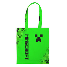 Шоппер 3D с принтом MINECRAFT CREEPER в городе Новоалтайск, 100% полиэстер | Плотность: 200 г/м2; Размер: 34×35 см; Высота лямок: 30 см | block | creeper | cube | minecraft | pixel | блок | геометрия | крафт | крипер | кубики | майнкрафт | пиксели