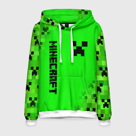 Мужская толстовка 3D с принтом MINECRAFT CREEPER в городе Новоалтайск, 100% полиэстер | двухслойный капюшон со шнурком для регулировки, мягкие манжеты на рукавах и по низу толстовки, спереди карман-кенгуру с мягким внутренним слоем. | block | creeper | cube | minecraft | pixel | блок | геометрия | крафт | крипер | кубики | майнкрафт | пиксели
