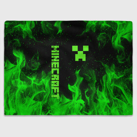 Плед 3D с принтом MINECRAFT CREEPER в городе Новоалтайск, 100% полиэстер | закругленные углы, все края обработаны. Ткань не мнется и не растягивается | Тематика изображения на принте: block | creeper | cube | minecraft | pixel | блок | геометрия | крафт | крипер | кубики | майнкрафт | пиксели