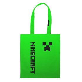 Шоппер 3D с принтом MINECRAFT CREEPER в городе Новоалтайск, 100% полиэстер | Плотность: 200 г/м2; Размер: 34×35 см; Высота лямок: 30 см | block | creeper | cube | minecraft | pixel | блок | геометрия | крафт | крипер | кубики | майнкрафт | пиксели