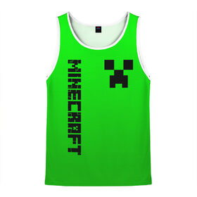 Мужская майка 3D с принтом MINECRAFT CREEPER в городе Новоалтайск, 100% полиэстер | круглая горловина, приталенный силуэт, длина до линии бедра. Пройма и горловина окантованы тонкой бейкой | Тематика изображения на принте: block | creeper | cube | minecraft | pixel | блок | геометрия | крафт | крипер | кубики | майнкрафт | пиксели