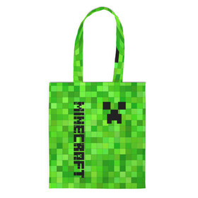 Шоппер 3D с принтом MINECRAFT CREEPER в городе Новоалтайск, 100% полиэстер | Плотность: 200 г/м2; Размер: 34×35 см; Высота лямок: 30 см | block | creeper | cube | minecraft | pixel | блок | геометрия | крафт | крипер | кубики | майнкрафт | пиксели