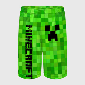 Детские спортивные шорты 3D с принтом MINECRAFT CREEPER в городе Новоалтайск,  100% полиэстер
 | пояс оформлен широкой мягкой резинкой, ткань тянется
 | Тематика изображения на принте: block | creeper | cube | minecraft | pixel | блок | геометрия | крафт | крипер | кубики | майнкрафт | пиксели