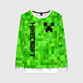 Женский свитшот 3D с принтом MINECRAFT CREEPER в городе Новоалтайск, 100% полиэстер с мягким внутренним слоем | круглый вырез горловины, мягкая резинка на манжетах и поясе, свободная посадка по фигуре | block | creeper | cube | minecraft | pixel | блок | геометрия | крафт | крипер | кубики | майнкрафт | пиксели