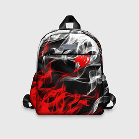 Детский рюкзак 3D с принтом Helmet Fairy tail red black white в городе Новоалтайск, 100% полиэстер | лямки с регулируемой длиной, сверху петелька, чтобы рюкзак можно было повесить на вешалку. Основное отделение закрывается на молнию, как и внешний карман. Внутри дополнительный карман. По бокам два дополнительных кармашка | Тематика изображения на принте: fairy tail | аниме | фейри теил | хвост феи