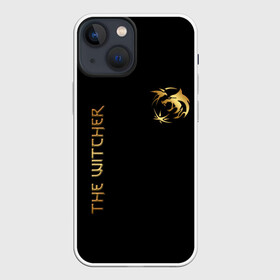 Чехол для iPhone 13 mini с принтом The Witcher Gold в городе Новоалтайск,  |  | Тематика изображения на принте: the witcher | witcher | ведьмак | ведьмак дикая охота | волк | геральд | геральд из ривии | значки | золотой значок | лого | руны | сериал witcher | сериал ведьмак | символика из сериала | сойка