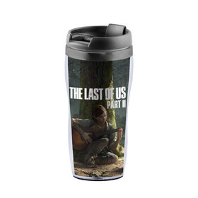 Термокружка-непроливайка с принтом The Last of Us part 2 в городе Новоалтайск, внутренняя часть — пищевой пластик, наружная часть — прозрачный пластик, между ними — полиграфическая вставка с рисунком | объем — 350 мл, герметичная крышка | Тематика изображения на принте: day | ellie | games | joel | naughty dog | день | джоэл | игры | одни из нас | часть 2 | элли
