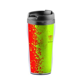 Термокружка-непроливайка с принтом MONSTER ENERGY (Z) в городе Новоалтайск, внутренняя часть — пищевой пластик, наружная часть — прозрачный пластик, между ними — полиграфическая вставка с рисунком | объем — 350 мл, герметичная крышка | black monster | bmx | claw | cybersport | energy | monster | monster energy | moto | motocross | race | sport | киберспорт | когти | монстер энерджи | монстр | мото | мотокросс | ралли | скейтбординг | спорт | т | энергия
