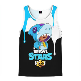 Мужская майка 3D с принтом BRAWL STARS SHARK в городе Новоалтайск, 100% полиэстер | круглая горловина, приталенный силуэт, длина до линии бедра. Пройма и горловина окантованы тонкой бейкой | Тематика изображения на принте: 8 bit | brawl stars | crow | leon | leon shark | max | mecha | mecha crow | mr.p | sally leon | shark | sprout | tara | virus 8 bit | werewolf leon | акула | берли | бравл старс | ворон | макс | оборотень