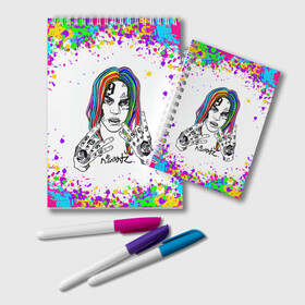 Блокнот с принтом Такеши 6ix9ine в городе Новоалтайск, 100% бумага | 48 листов, плотность листов — 60 г/м2, плотность картонной обложки — 250 г/м2. Листы скреплены удобной пружинной спиралью. Цвет линий — светло-серый
 | daniel hernandez | dummy boy | foreign music | foreign rap | gooba | gummo | hernandez | hip hop | rap | rapper | rapper takeshi 6ix9ine | tekashi | даниэль эрнандес | зарубежная музыка | зарубежный реп | реп | репер | репе