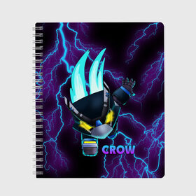Тетрадь с принтом Brawl Stars CROW в городе Новоалтайск, 100% бумага | 48 листов, плотность листов — 60 г/м2, плотность картонной обложки — 250 г/м2. Листы скреплены сбоку удобной пружинной спиралью. Уголки страниц и обложки скругленные. Цвет линий — светло-серый
 | 8 bit | 8 бит | bibi | brawl | brawl stars | crow | leon | spike | sprout | stars | бравл | бравл старс | браво старс | игра | компьютерная | кров | леон | онлайн | старс