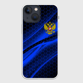 Чехол для iPhone 13 mini с принтом РОССИЯ | RUSSIA | NEON в городе Новоалтайск,  |  | abstraction | eagle | flag | geometry | hexagon | neon | paints | russia | stripes | texture | triangle | абстракция | брызги | брызги красок | геометрия | герб россии | двуглавый орёл | краски | неон | неоновый | орёл | рашка | россия | рф | соты