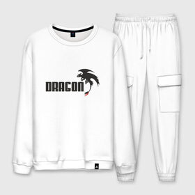 Мужской костюм хлопок с принтом Dragon в городе Новоалтайск, 100% хлопок | на свитшоте круглая горловина, мягкая резинка по низу. Брюки заужены к низу, на них два вида карманов: два “обычных” по бокам и два объемных, с клапанами, расположенные ниже линии бедра. Брюки с мягкой трикотажной резинкой на поясе и по низу штанин. В поясе для дополнительного комфорта — широкие завязки | Тематика изображения на принте: adventure | dragon | fantasy | friend | how to train your dragon | night fury | toothless | анимация | беззубик | викинг | дневная фурия | добро | дра | дракон | друг | дружба | икинг | как приручить дракона | мульт | мультфильм