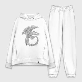 Женский костюм хлопок Oversize с принтом Ночная Фурия в городе Новоалтайск,  |  | adventure | dragon | fantasy | friend | how to train your dragon | night fury | toothless | анимация | беззубик | викинг | дневная фурия | добро | дра | дракон | друг | дружба | икинг | как приручить дракона | мульт | мультфильм