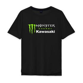 Мужская футболка хлопок Oversize с принтом KAWASAKI (Z) в городе Новоалтайск, 100% хлопок | свободный крой, круглый ворот, “спинка” длиннее передней части | bike | energy | kawasaki | monster | monster energy | moto | motocross | ninja | sport | zzr | кавасаки | кавасаки ниндзя | монстер энерджи | монстр | мото | мотокросс | ниндзя | спорт | энергия