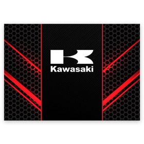 Поздравительная открытка с принтом KAWASAKI (Z) в городе Новоалтайск, 100% бумага | плотность бумаги 280 г/м2, матовая, на обратной стороне линовка и место для марки
 | bike | kawasaki | moto | motocycle | ninja | sportmotorcycle | zzr | кавасаки | кавасаки ниндзя | мото | мотоспорт | ниндзя