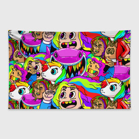 Флаг-баннер с принтом 6IX9INE в городе Новоалтайск, 100% полиэстер | размер 67 х 109 см, плотность ткани — 95 г/м2; по краям флага есть четыре люверса для крепления | 6ix9ine | gooba | hernandez | tekashi