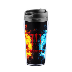 Термокружка-непроливайка с принтом MONSTER ENERGY в городе Новоалтайск, внутренняя часть — пищевой пластик, наружная часть — прозрачный пластик, между ними — полиграфическая вставка с рисунком | объем — 350 мл, герметичная крышка | energy | honda | mercedes | monster energy | porsche | racing | sport | toyota | автомобил | автомобильные | марка | машины | митсубиси | монстр | монстр энерджи | порше | спорт | тесла | тойота | хонда