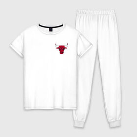 Женская пижама хлопок с принтом Chicago Bulls в городе Новоалтайск, 100% хлопок | брюки и футболка прямого кроя, без карманов, на брюках мягкая резинка на поясе и по низу штанин | 23 | air jordan | bulls | chicago bulls | jordan | michael jordan | nba | paris saint germain | psg | red | sport | быки | джордан | майкл джордан | псж | спорт | чикаго буллс