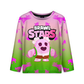 Детский лонгслив 3D с принтом Sakura Spike Brawl Stars в городе Новоалтайск, 100% полиэстер | длинные рукава, круглый вырез горловины, полуприлегающий силуэт
 | brawl | brawl stars | sakura spike | spike | бравл | бравл кактус | бравл старс | кактус | сакура спайк | спайк | спайк бравл старс