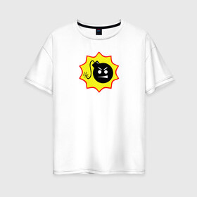 Женская футболка хлопок Oversize с принтом Serious Sam 4 в городе Новоалтайск, 100% хлопок | свободный крой, круглый ворот, спущенный рукав, длина до линии бедер
 | logo | remastered | sam | serious sam | serious sam 4 | бомба | бомбы | взрыв | крутой сэм | лого | логотип | мерч | реворк | ремастер | сериоус | серьёзный сэм | сэм | сэма | такая же как у сэма