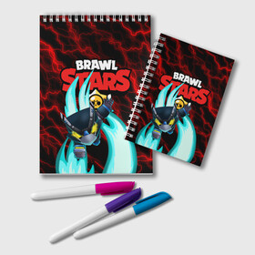 Блокнот с принтом BRAWL STARS MECHA CROW в городе Новоалтайск, 100% бумага | 48 листов, плотность листов — 60 г/м2, плотность картонной обложки — 250 г/м2. Листы скреплены удобной пружинной спиралью. Цвет линий — светло-серый
 | Тематика изображения на принте: 8 bit | brawl stars | coach mike | crow | leon shark | leon unicorn | max | mr.p | sally leon | sandy | shark | sprout | werewolf leon | берли | бравл старс | ворон | макс | оборотень | спроут | сэнди