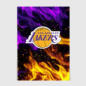 Постер с принтом LA LAKERS в городе Новоалтайск, 100% бумага
 | бумага, плотность 150 мг. Матовая, но за счет высокого коэффициента гладкости имеет небольшой блеск и дает на свету блики, но в отличии от глянцевой бумаги не покрыта лаком | america | basketball | kobe bryant | la | la lakers | lakers | los angeles lakers | nba | usa | баскетбол | кобе брайант | лос анджелес лейкерс | нба | сша