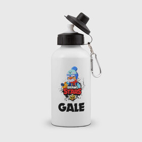 Бутылка спортивная с принтом BRAWL STARS GALE. в городе Новоалтайск, металл | емкость — 500 мл, в комплекте две пластиковые крышки и карабин для крепления | Тематика изображения на принте: 8 bit | brawl stars | crow | gale | leon | leon shark | max | mecha | mecha crow | mr.p | sally leon | shark | tara | virus 8 bit | werewolf leon | акула | берли | бравл старс | ворон | макс | оборотень