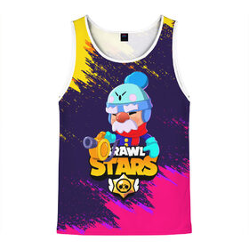 Мужская майка 3D с принтом BRAWL STARS GALE в городе Новоалтайск, 100% полиэстер | круглая горловина, приталенный силуэт, длина до линии бедра. Пройма и горловина окантованы тонкой бейкой | Тематика изображения на принте: bibi | brawl stars | coach mike | crow | gale | leon | leon shark | max | mecha crow | mortis | mr.p | phoenix | sally leon | sandy | spike | sprout | tara | unicorn | virus 8 bit | werewolf | ворон | оборотень