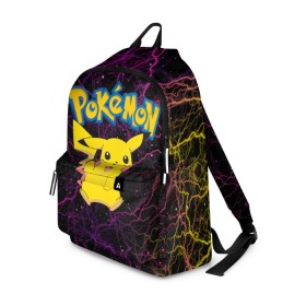 Рюкзак 3D с принтом Pikachu в городе Новоалтайск, 100% полиэстер | лямки с регулируемой длиной, сверху петелька, чтобы рюкзак можно было повесить на вешалку. Основное отделение закрывается на молнию, как и внешний карман. Внутри два дополнительных кармана, один из которых закрывается на молнию. По бокам два дополнительных кармашка | Тематика изображения на принте: anime | pikachu | pokemon | pokemon logo | аниме | анимэ | пика | пикачу | покемон | покемон постер | эш и пикачу | эш кетчум | япония | японский