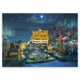Поздравительная открытка с принтом ANIMAL CROSSING в городе Новоалтайск, 100% бумага | плотность бумаги 280 г/м2, матовая, на обратной стороне линовка и место для марки
 | animal crossing:new horizons | game | nintendo | анимал кроссинг | животные | звери | игра | нинтендо | пересечение животных