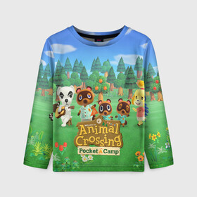 Детский лонгслив 3D с принтом ANIMAL CROSSING в городе Новоалтайск, 100% полиэстер | длинные рукава, круглый вырез горловины, полуприлегающий силуэт
 | animal crossing:new horizons | game | nintendo | анимал кроссинг | животные | звери | игра | нинтендо | пересечение животных