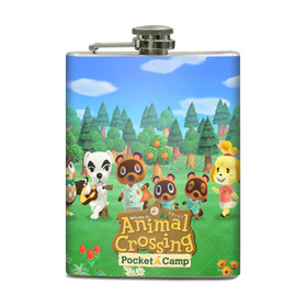 Фляга с принтом ANIMAL CROSSING в городе Новоалтайск, металлический корпус | емкость 0,22 л, размер 125 х 94 мм. Виниловая наклейка запечатывается полностью | animal crossing:new horizons | game | nintendo | анимал кроссинг | животные | звери | игра | нинтендо | пересечение животных
