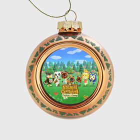 Стеклянный ёлочный шар с принтом ANIMAL CROSSING в городе Новоалтайск, Стекло | Диаметр: 80 мм | Тематика изображения на принте: animal crossing:new horizons | game | nintendo | анимал кроссинг | животные | звери | игра | нинтендо | пересечение животных