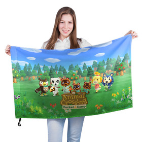 Флаг 3D с принтом ANIMAL CROSSING в городе Новоалтайск, 100% полиэстер | плотность ткани — 95 г/м2, размер — 67 х 109 см. Принт наносится с одной стороны | animal crossing:new horizons | game | nintendo | анимал кроссинг | животные | звери | игра | нинтендо | пересечение животных