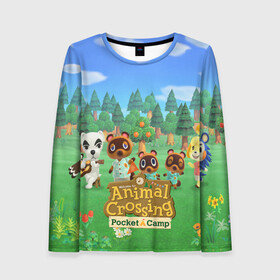 Женский лонгслив 3D с принтом ANIMAL CROSSING в городе Новоалтайск, 100% полиэстер | длинные рукава, круглый вырез горловины, полуприлегающий силуэт | animal crossing:new horizons | game | nintendo | анимал кроссинг | животные | звери | игра | нинтендо | пересечение животных