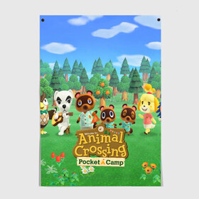 Постер с принтом ANIMAL CROSSING в городе Новоалтайск, 100% бумага
 | бумага, плотность 150 мг. Матовая, но за счет высокого коэффициента гладкости имеет небольшой блеск и дает на свету блики, но в отличии от глянцевой бумаги не покрыта лаком | animal crossing:new horizons | game | nintendo | анимал кроссинг | животные | звери | игра | нинтендо | пересечение животных