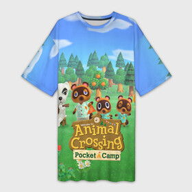 Платье-футболка 3D с принтом ANIMAL CROSSING в городе Новоалтайск,  |  | animal crossing:new horizons | game | nintendo | анимал кроссинг | животные | звери | игра | нинтендо | пересечение животных